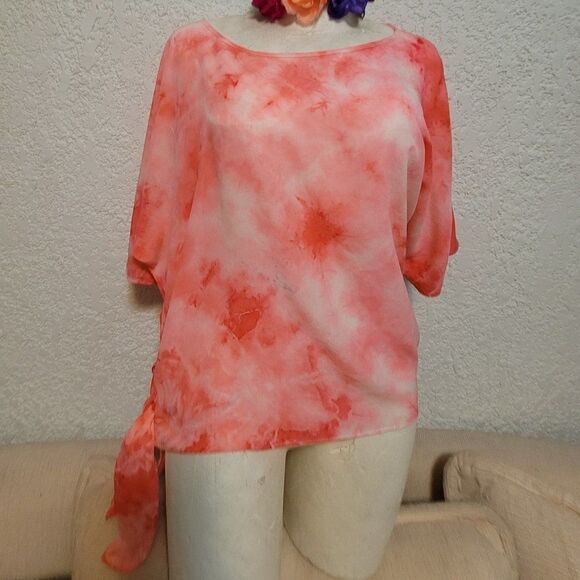 1002    SMALL AUM CUTURE  TOP BLOUSE  100% Silk - Picture 2 of 9